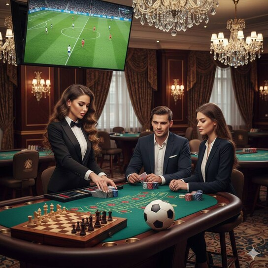 Glamorous casino floor with various games